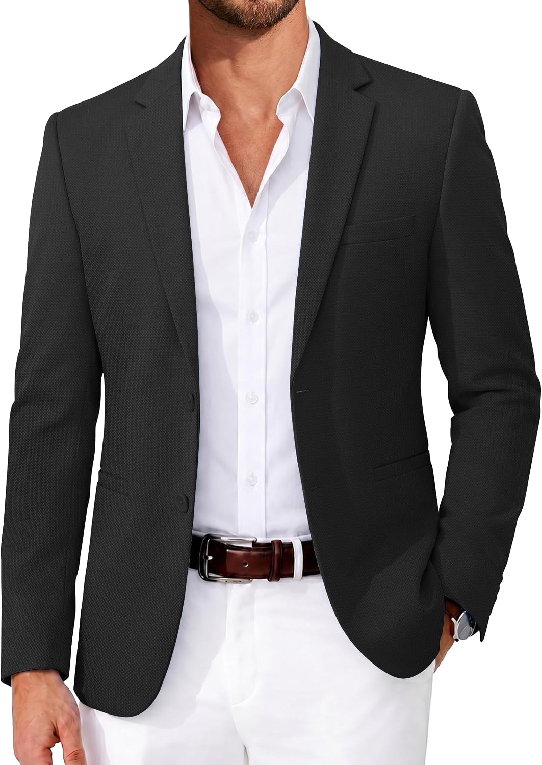 Casual Blazer Slim Fit Suit Jackets Two Button Lightweight image 1