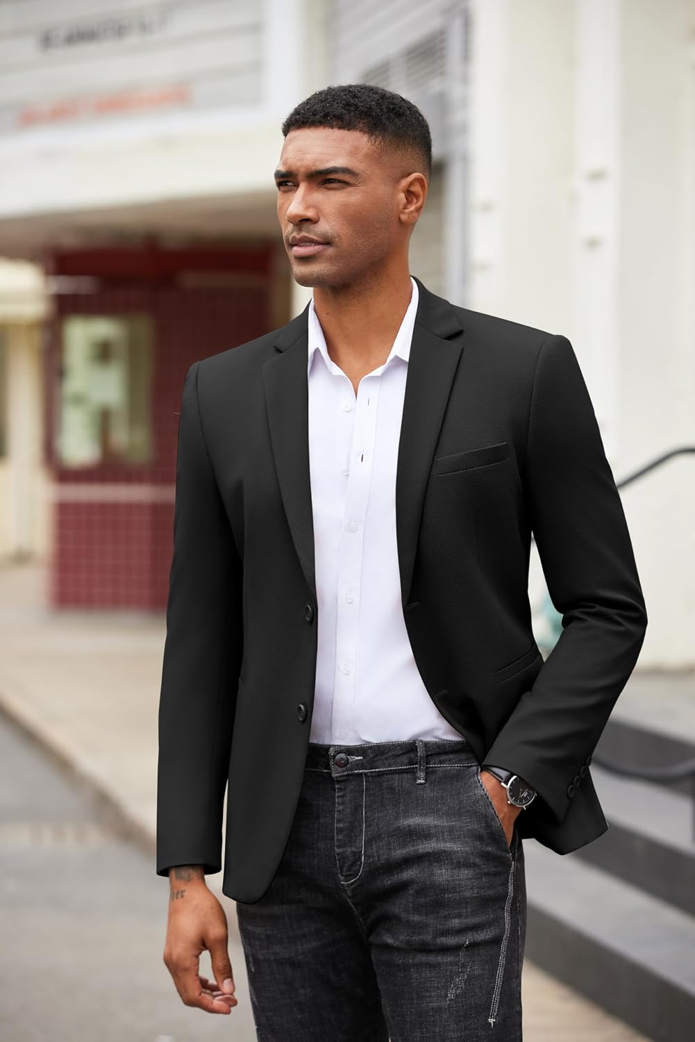 Casual Blazer Slim Fit Suit Jackets Two Button Lightweight image 2