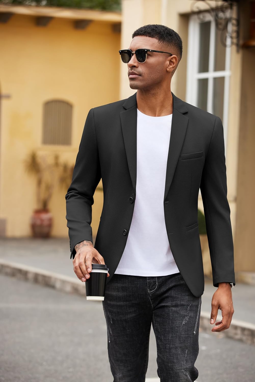 Casual Blazer Slim Fit Suit Jackets Two Button Lightweight image 3